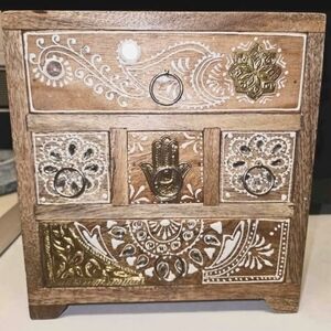 Artisan Gifts 5 Drawer Mango Wood Jewelry Box Chest India